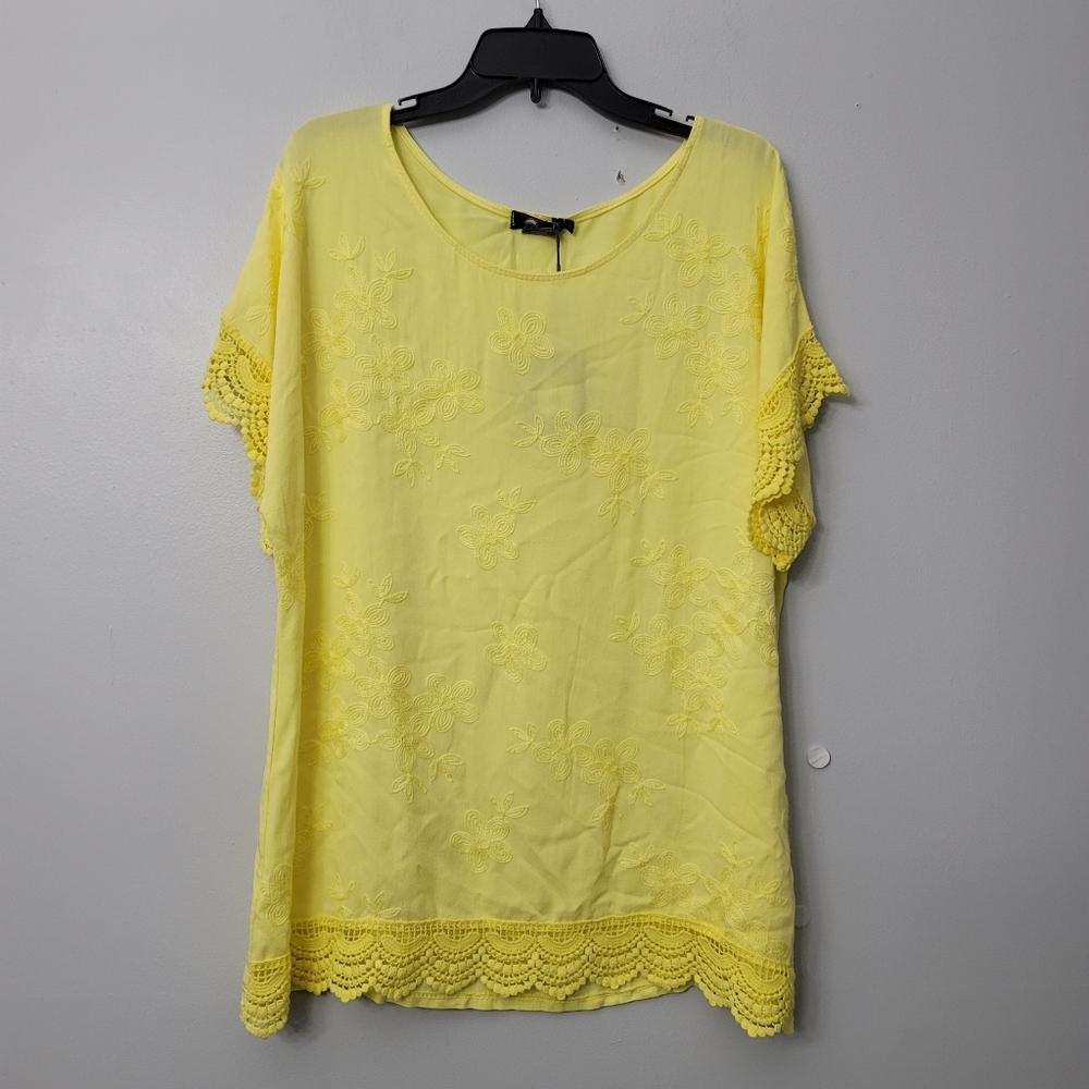 Made In Italy Ladies  Woven Yellow Short sleeves Blouse